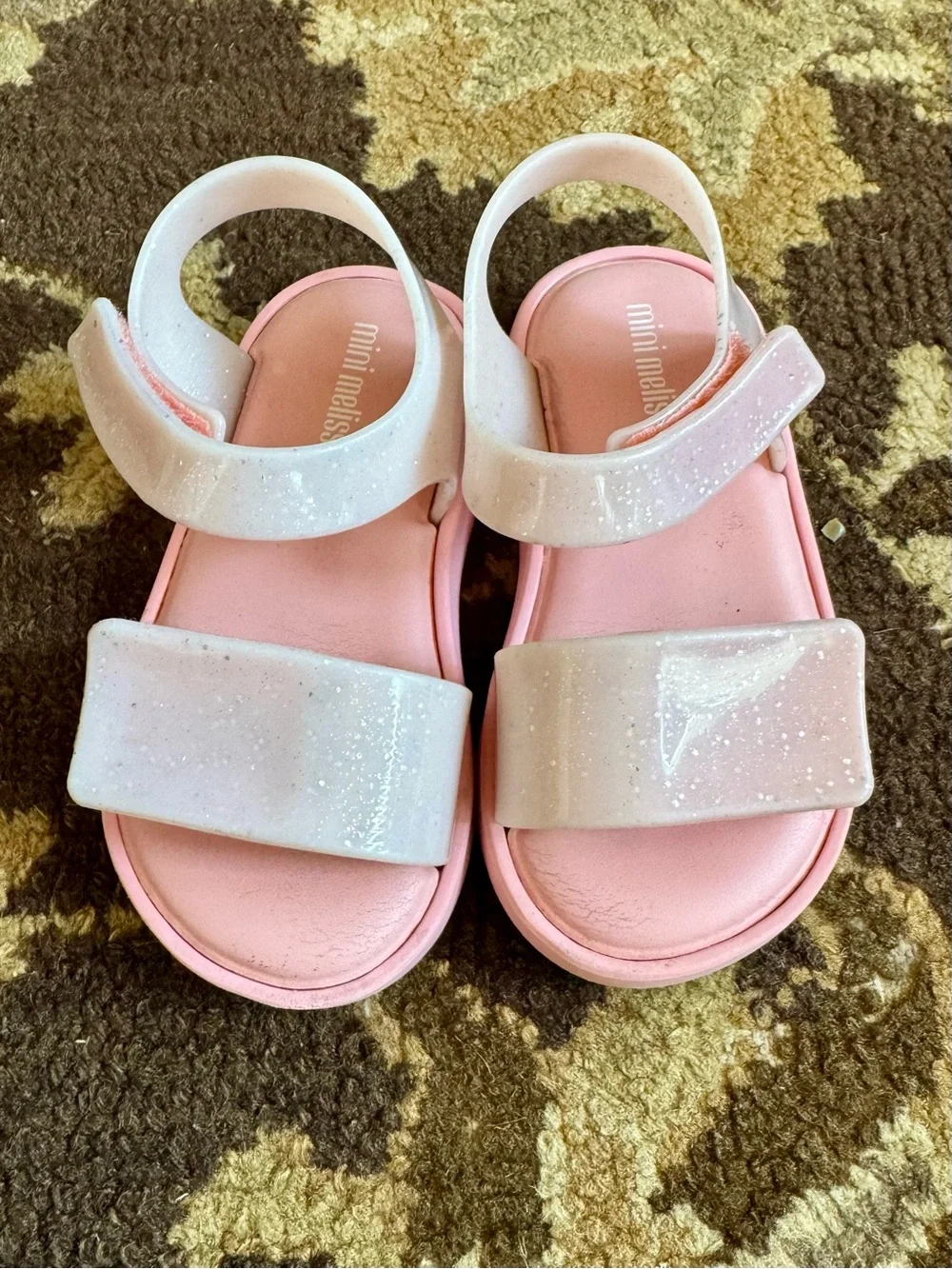 Mini Melissa Pink Sandals with Sparkle Straps
